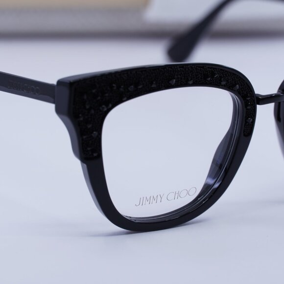 Jimmy Choo JC237 0807 00 Cat Eye 49mm Eyeglasses - Black with Glitter - Picture 2 of 10